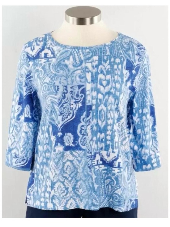 HABITAT Tops - habitat Swing Top Paisley/Aztec Blue and White Pattern Size Large